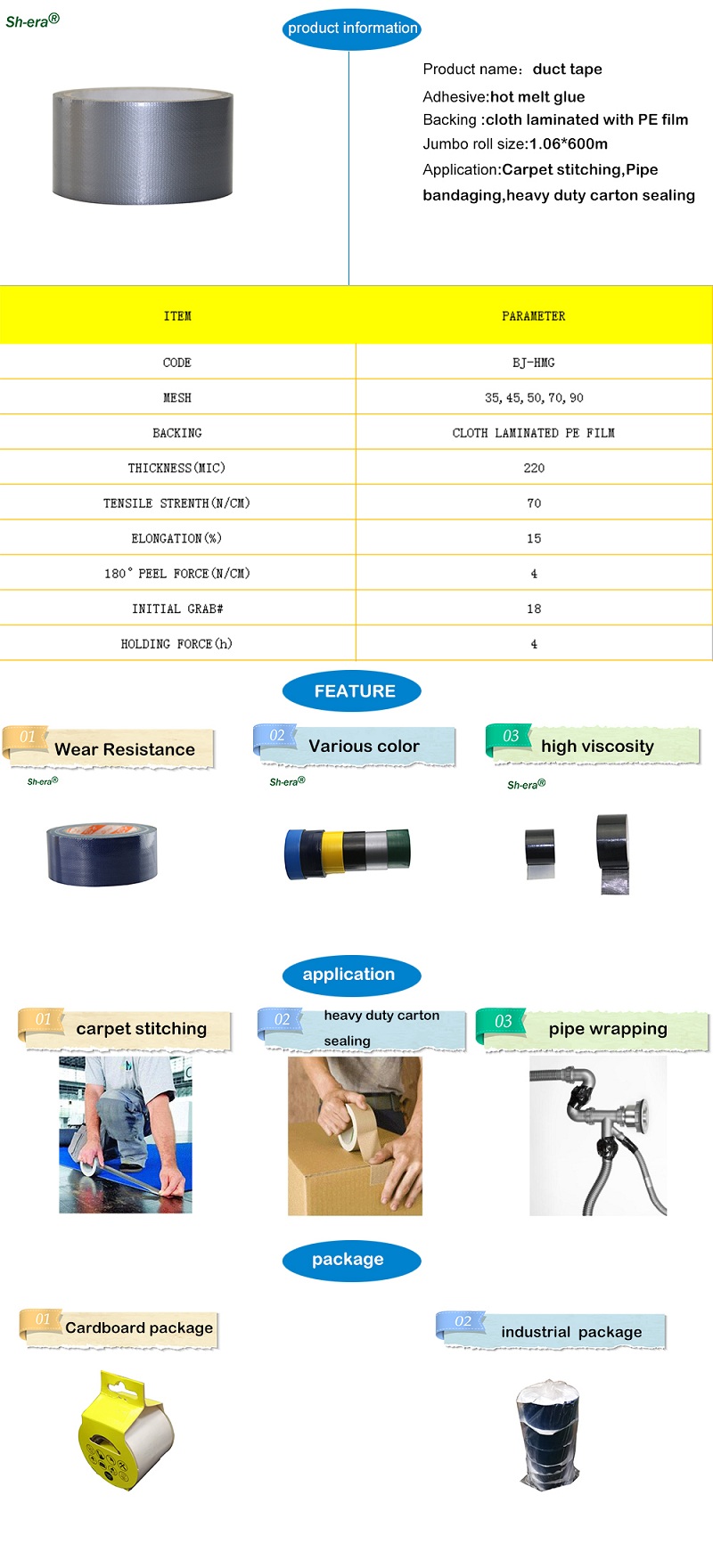 Detail vum Duct Stoffband